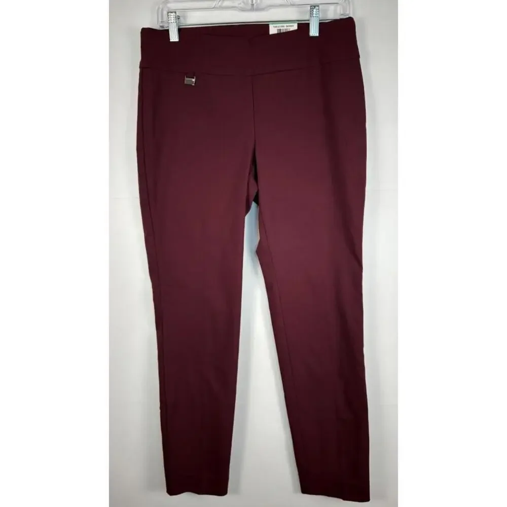 Alfani Women’s Skinny Pants 8P Rich Malbec Pull‑On Tummy‑Control NWT - Picture 1 of 6